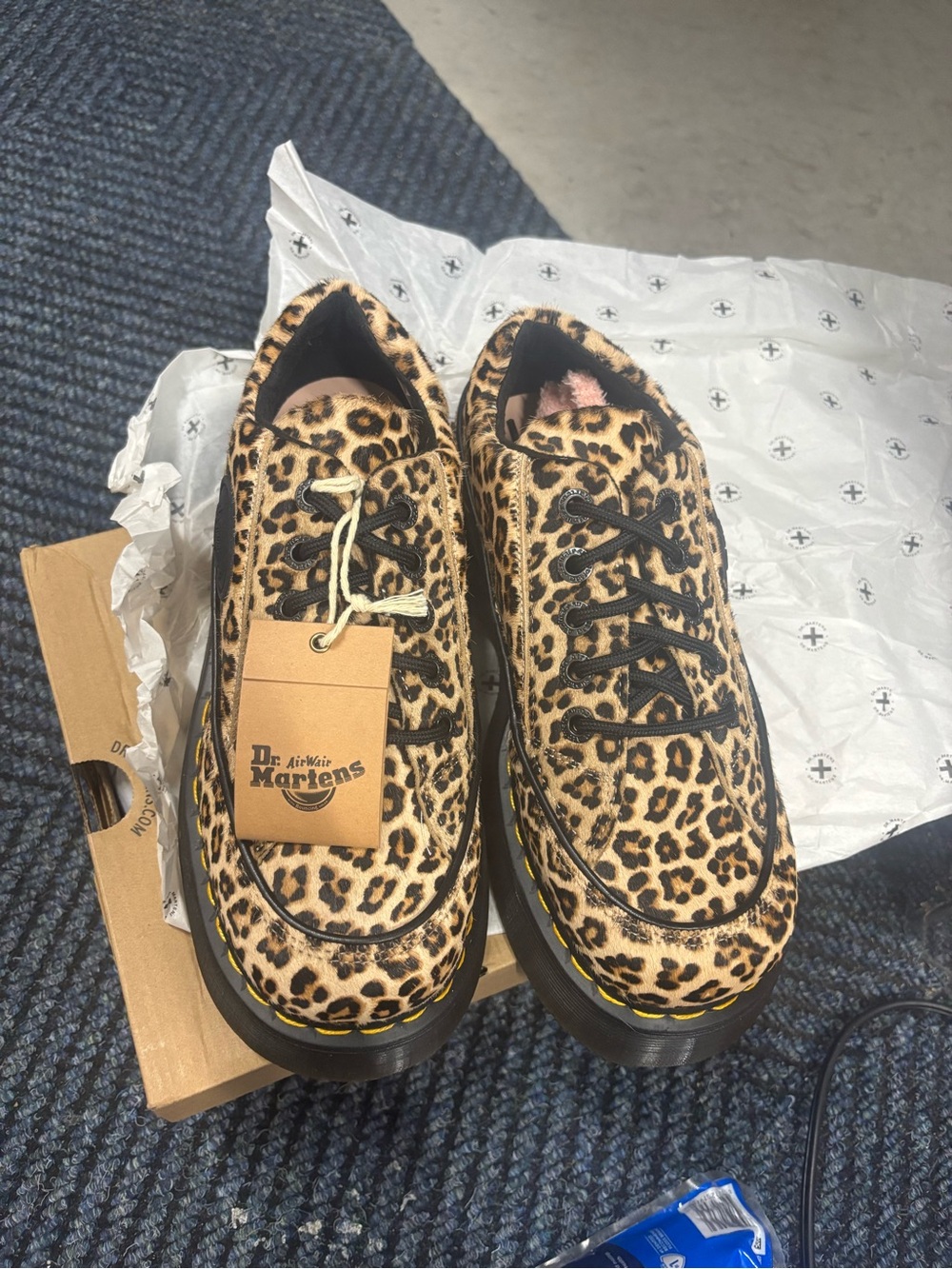 Dr. Martens Leopard Print Platform Sneakers - Black & Tan